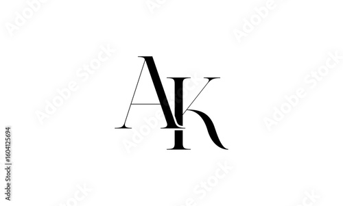 AK initial letters, monogram logo