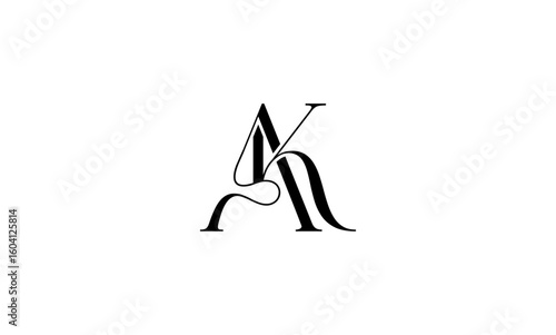 AK initial letters, monogram logo