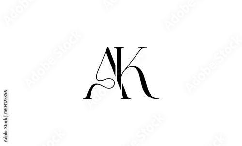AK initial letters, monogram logo