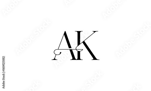 AK initial letters, monogram logo
