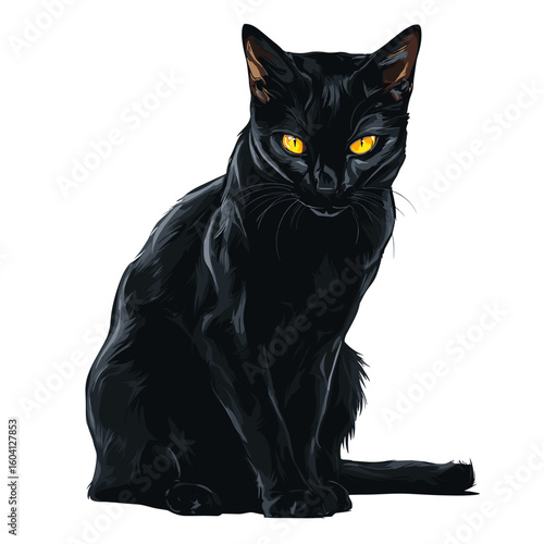 scary evil black cat with demonic eyes clipart	

