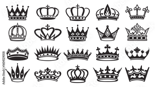 king crown icon vector illustration,crown icons set silhouette.eps