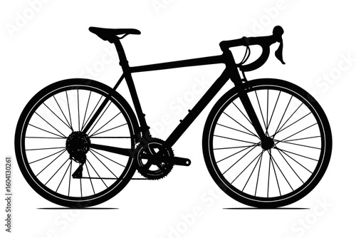 Sleek Road Bike Silhouette Vector - Cycling Sport Equipment and Active Lifestyle Symbol