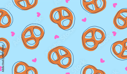 Cute pretzel pattern background vector design
