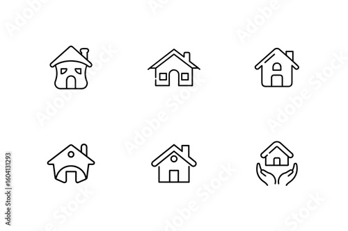 House Icons: Minimalist Line Art Home Symbols 