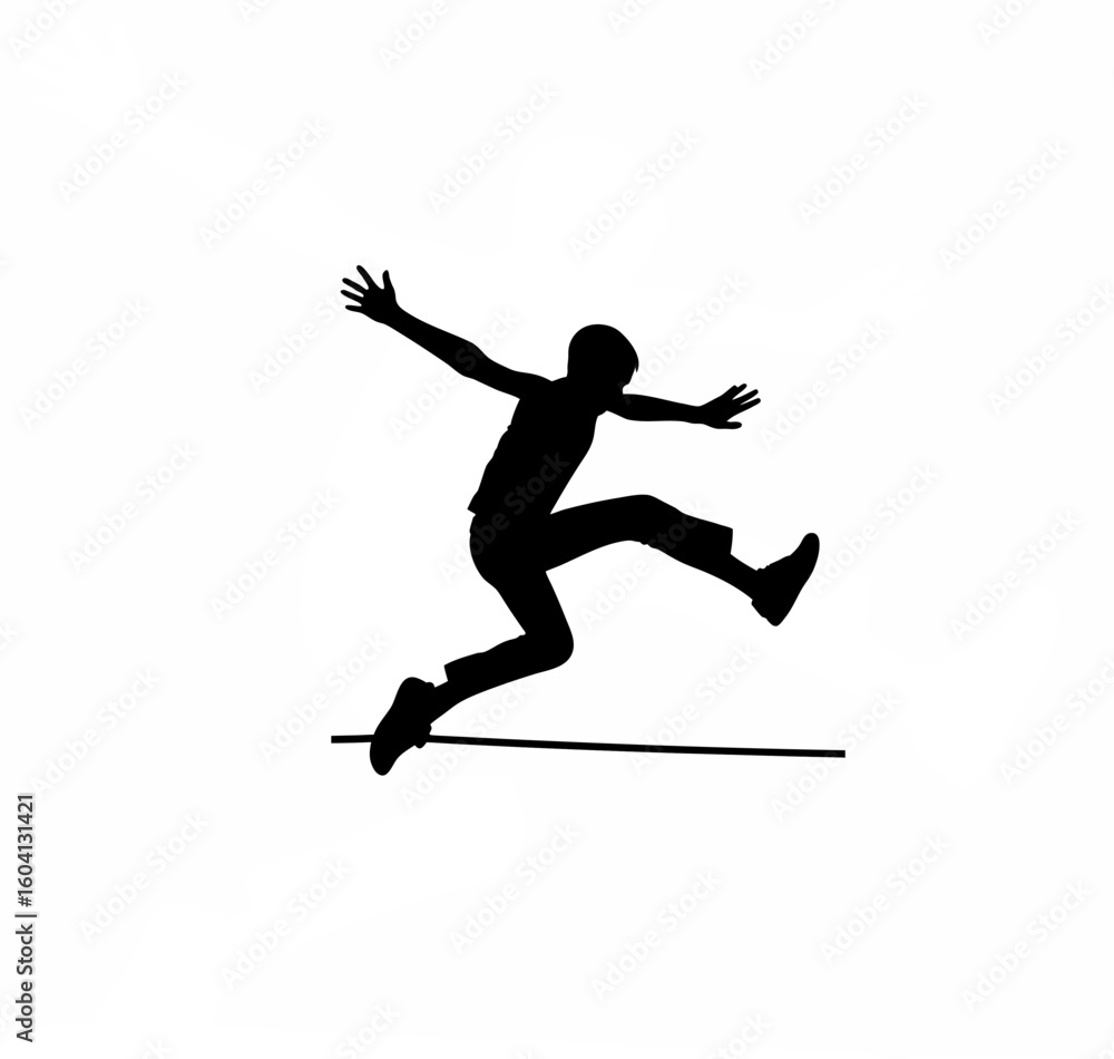 Silhouette of person mid-jump during workout on white background Silhouette of person mid-jump during workout on white background