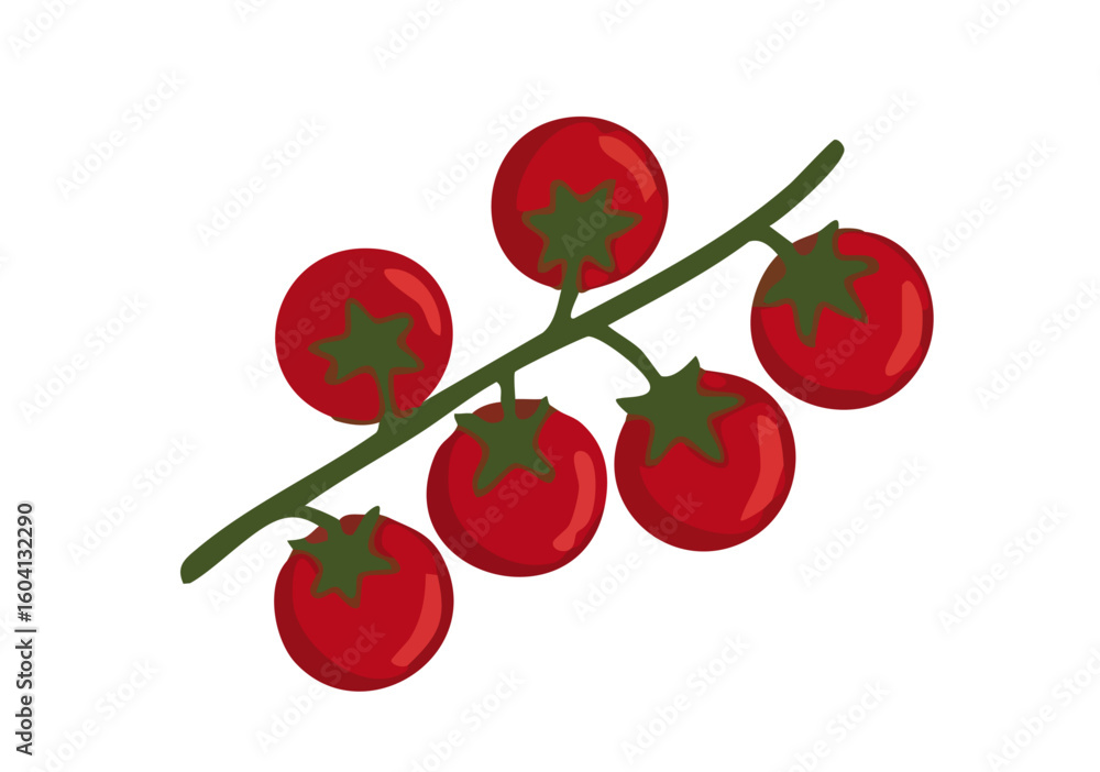 Obraz premium red cherry with leaves