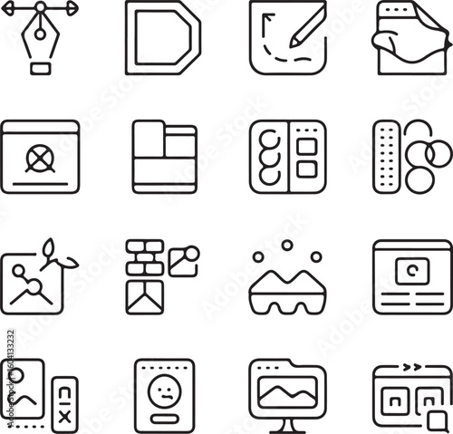 A sat of Collection of hand drawn vector graphics and design icons
