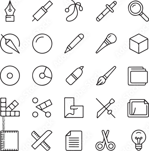 A sat of Graphic design and art tools icons collection