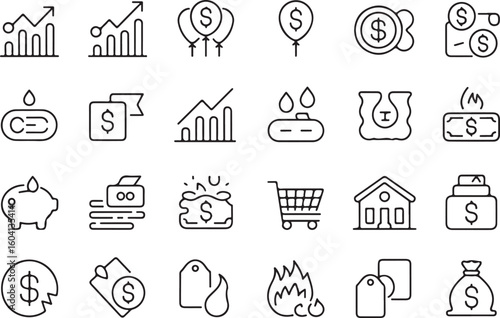 A sat of Financial and business icons collection for growth and investment