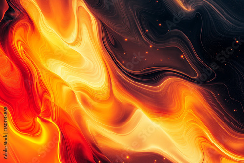 Black brown red burnt orange amber yellow gold white abstract background. Color gradient blend blur flow fluid. Noise grain mesh. Bright light fire hot glitter neon glow