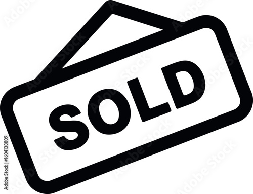 sold sign icon isolated on white background