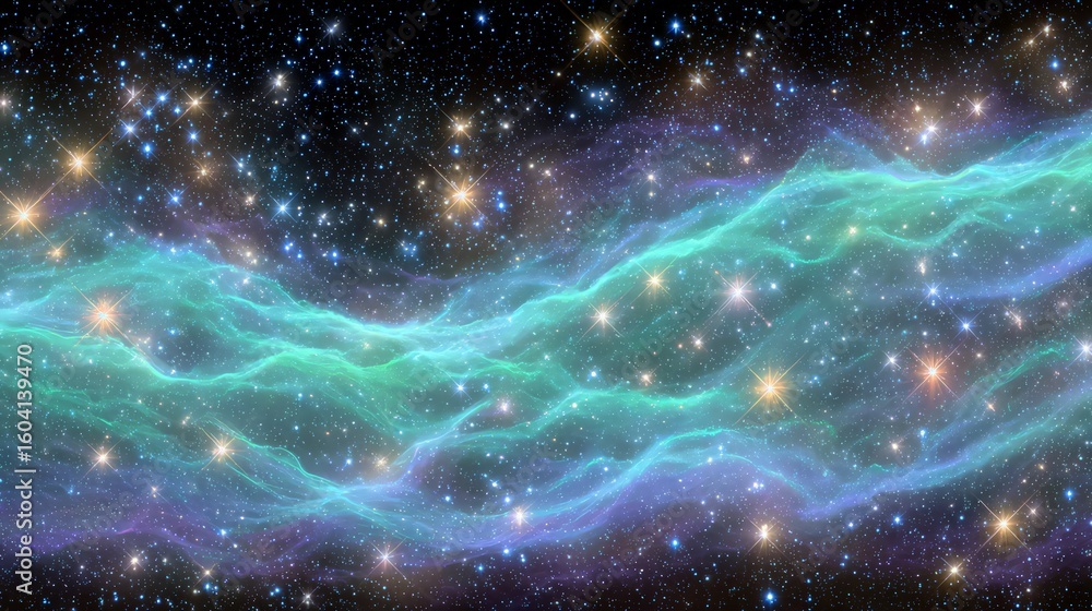 Fototapeta premium Abstract Cosmic Nebula Landscape With Vibrant Colors