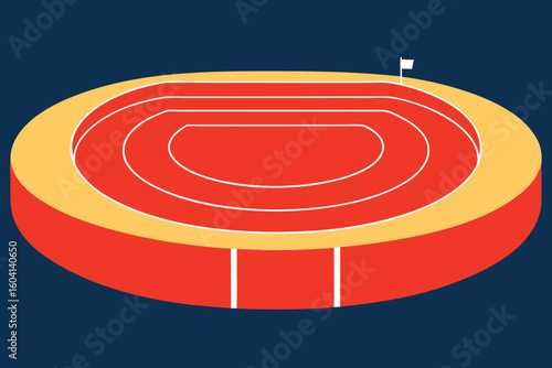 Red Running Track Stadium Illustration Flat Design Graphic