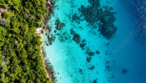 Wallpaper Mural Tropical island coastline with turquoise water Torontodigital.ca