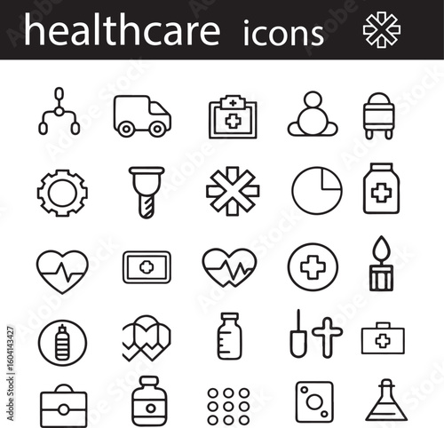 A sat of Collection of medical and healthcare related icons