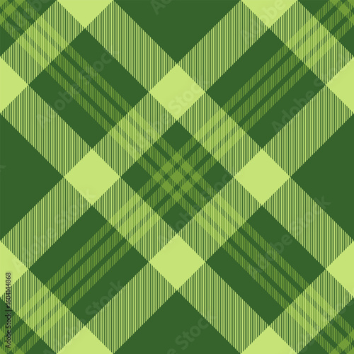 Seventies pattern texture fabric, micro tartan plaid background. Sale textile seamless vector check in green and lime colors.