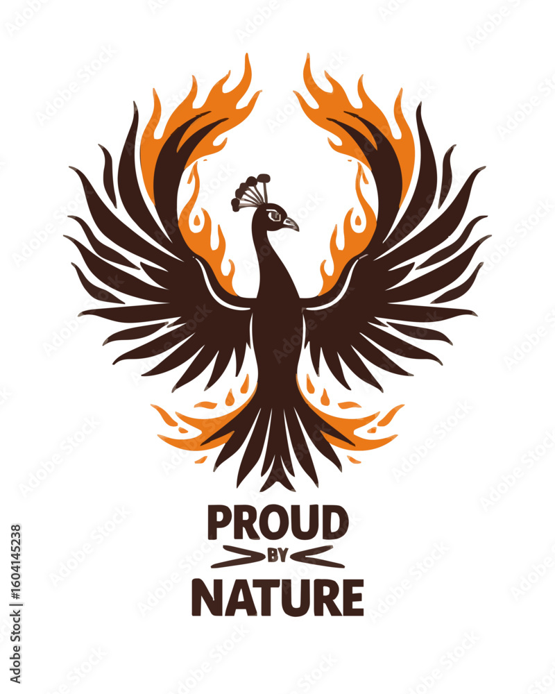 Fototapeta premium Phoenix rising with flames and inspirational text