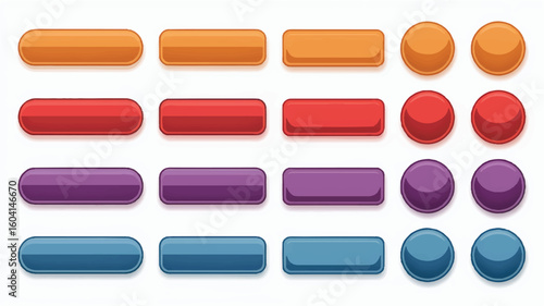 Wallpaper Mural Set of twenty glossy web buttons in orange red purple and blue Torontodigital.ca