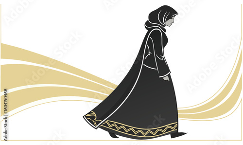 Black Abaya with Gold Trim