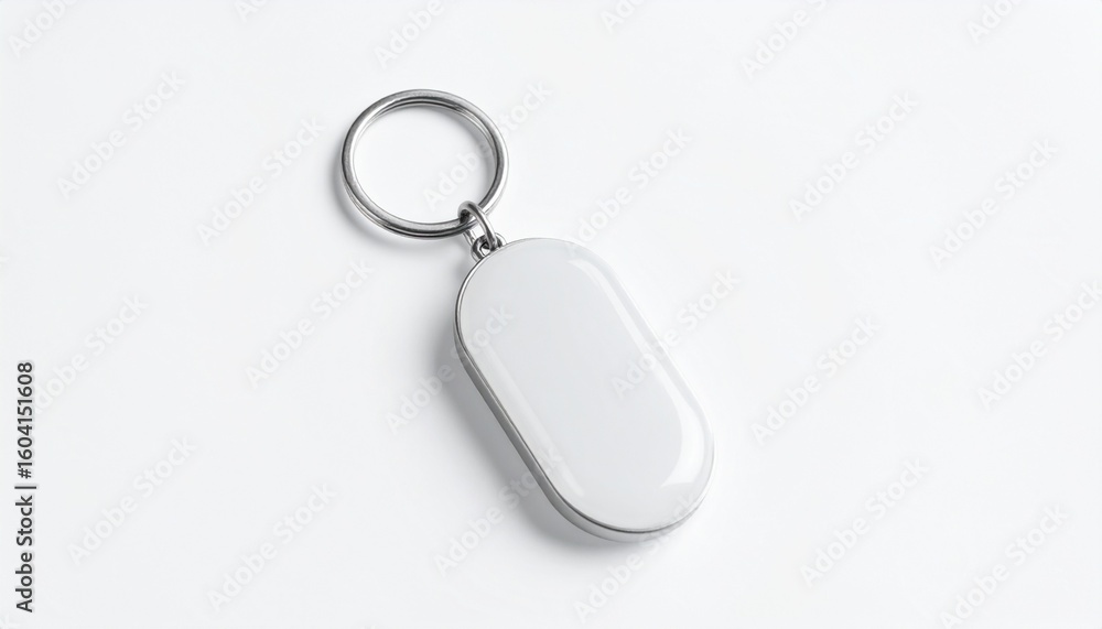 Minimalist White Resin Keychain on White Background Minimalist White Resin Keychain on White Background