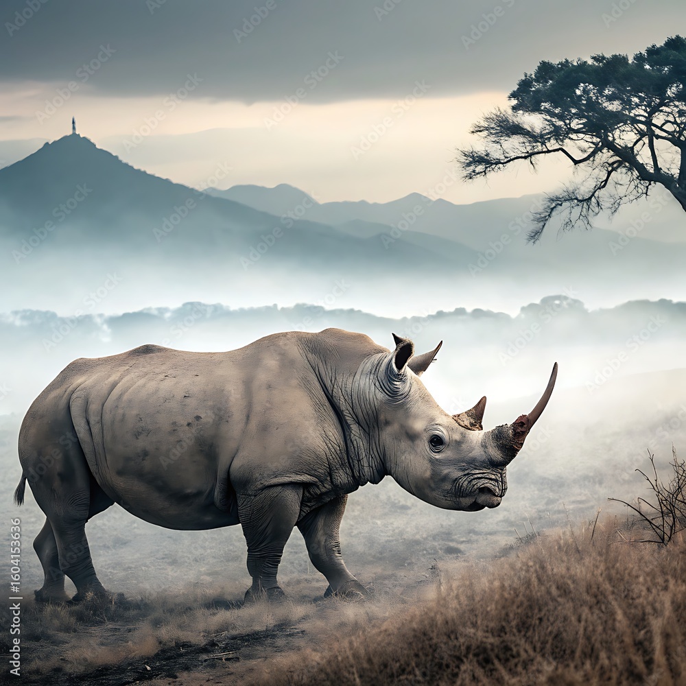 Fototapeta premium rhino in the sun