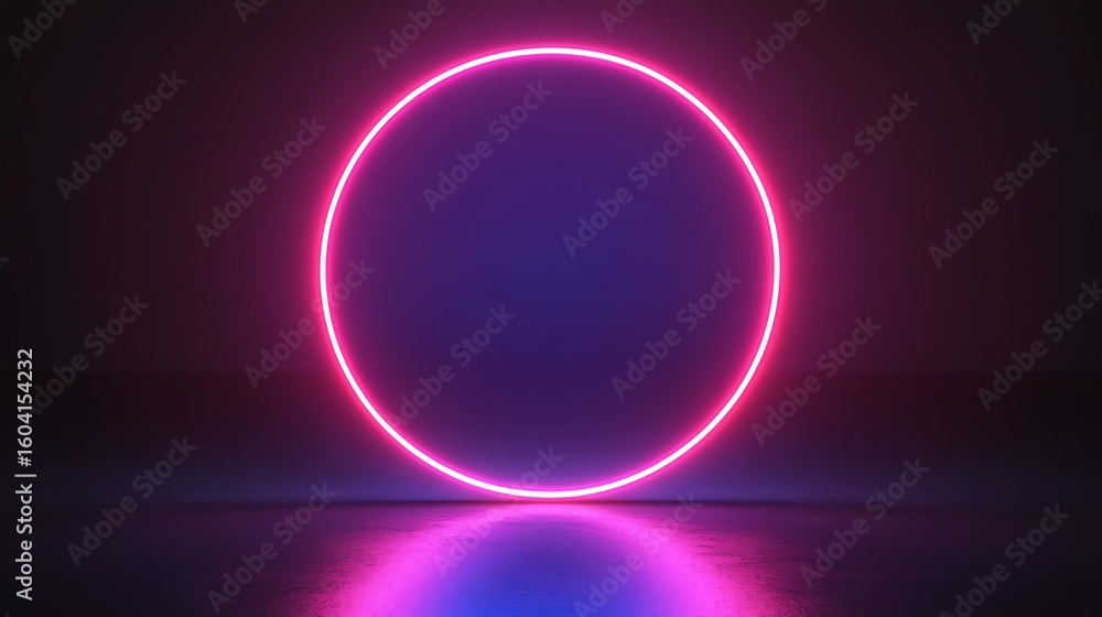 Fototapeta premium Neon circle glow abstract background
