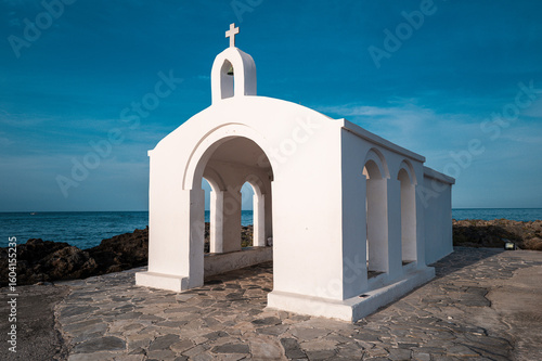 White Building by the Sea in Georgiopouli, Greece
