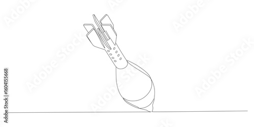 Line Art Illustration of Bomb Impact on Ground in Minimalist Style