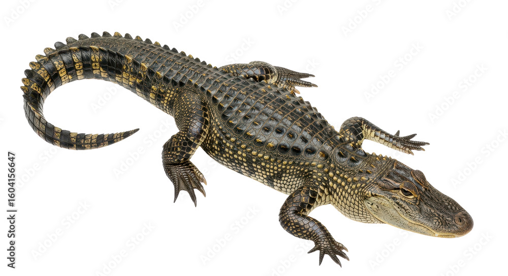 Fototapeta premium American alligator resting isolated PNG with Transparent Background