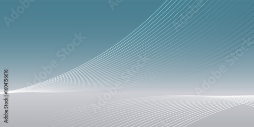 Delicate white line patterns traverse a serene light blue backdrop, creating a spacious and airy ambiance with an organic flow across the abstract composition