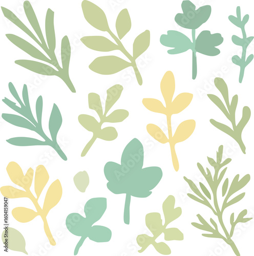 Pastel Leaves Vector Illustration Pattern.