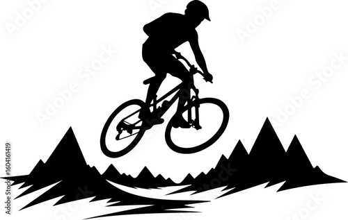 Mountain Biking Adventure Silhouette" vector bundle