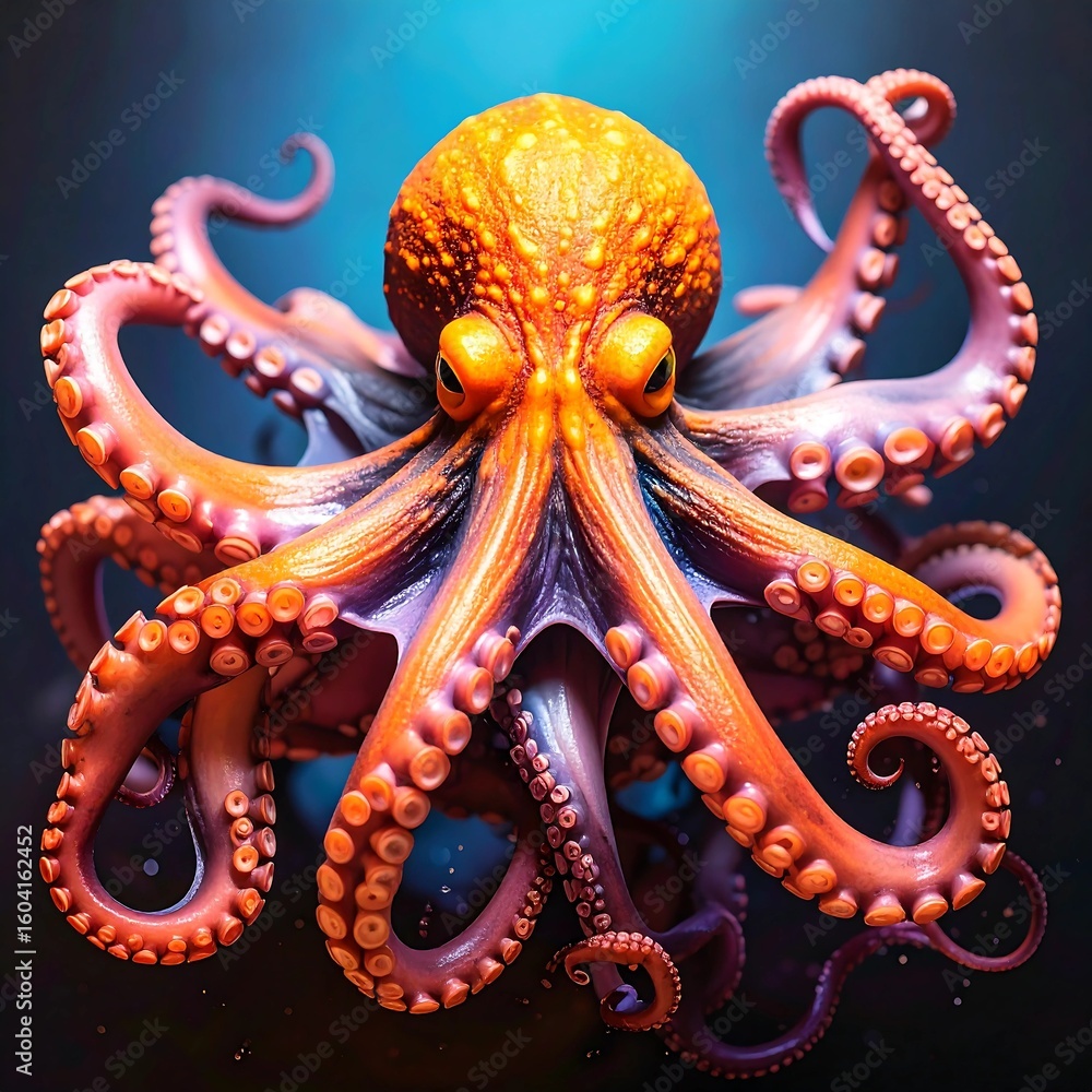 Obraz premium Mystical Octopus Mixed Media: Moody Charcoal & Pastel Textures with Dramatic Light Contrasts