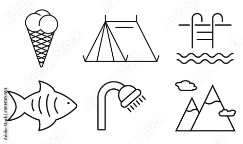 Outdoor and Summer Activity Icon Set