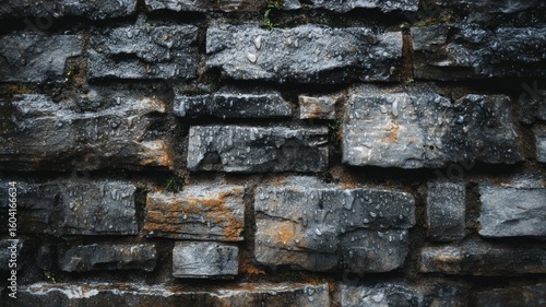Raindrops on old stone wall texture. Neural network AI generated