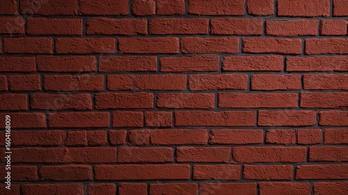 Red brick wall pattern with shadowed contrast. Neural network AI generated
