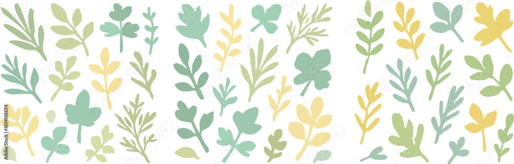 Naklejka premium Stylized Botanical Foliage Elements Set.