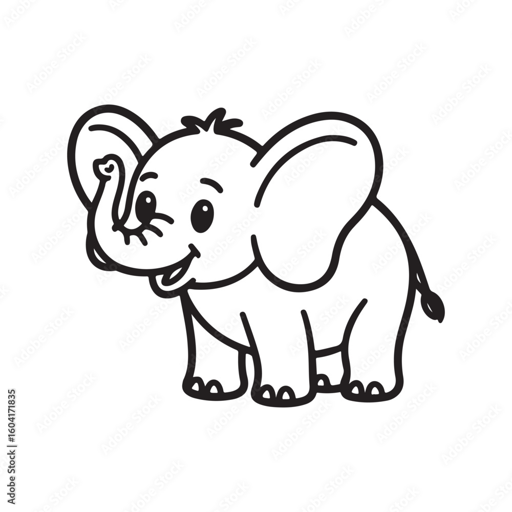 Fototapeta premium Adorable Cartoon Elephant Illustration Full Body Character with Playful Features and Simple Design for Children's Education and Entertainment