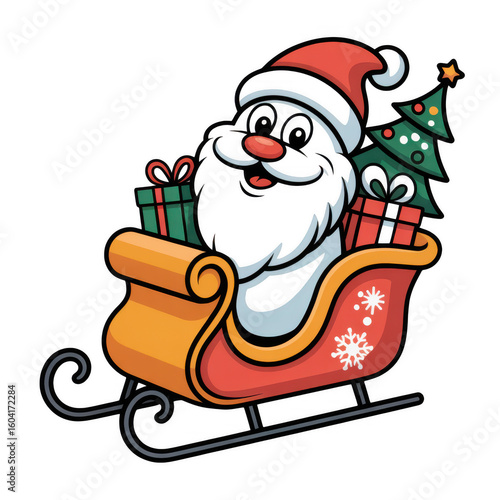 santa claus in sleigh with gifts clip art preview