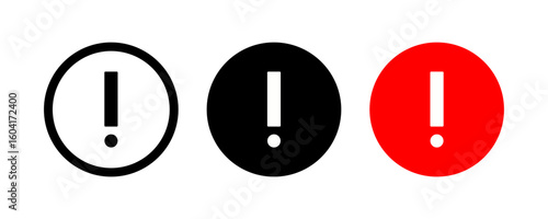 Caution icon with exclamation mark. Danger sign, alert vector symbol, risk, alarm message set