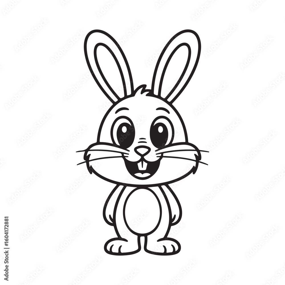 Cartoon Bunny Character Standing Upright with Joyful Expression Ready for Easter or Spring Themed Projects and Designs with Simple Outlines Cartoon Bunny Character Standing Upright with Joyful Expression Ready for Easter or Spring Themed Projects and Designs with Simple Outlines