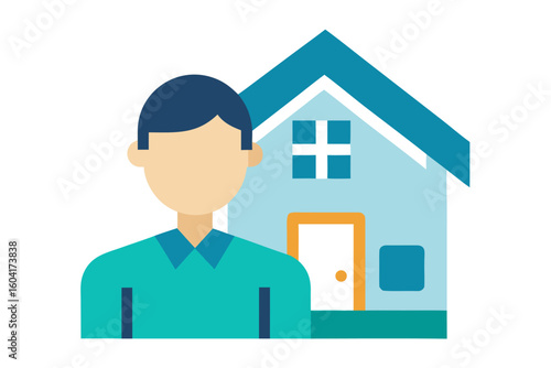 A homeowner illustration on a white background