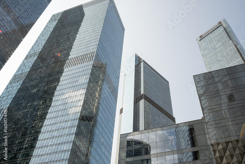 Photography Skyscrapers Under Clear Skies Showcase Modern Architecture in Moscows Urban Land