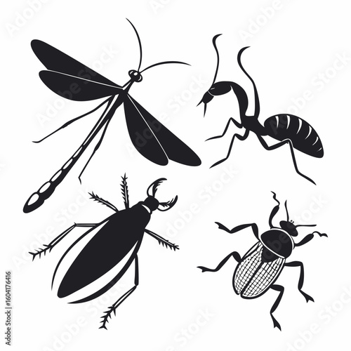 Silhouette vector bundle of exotic and global insulated on white background isolated on white background