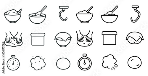 Baking and cooking outline icons set – line, culinary, kitchen essentials symbols