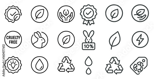 Eco-friendly and recycling outline icons set – sustainability, green, renewable symbols