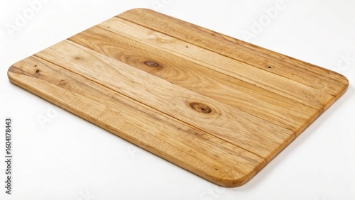 A rustic rectangular wooden cutting board isolated on white background
