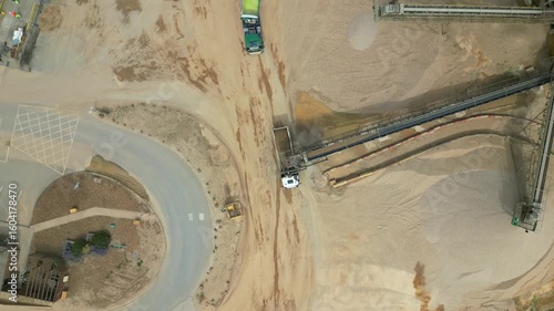 Aggregate Quarry: Loading Vehicles HGV (Quarry Conveyor Belt System)