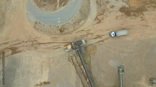 Aggregate Quarry: Loading Vehicles HGV (Quarry Conveyor Belt System)